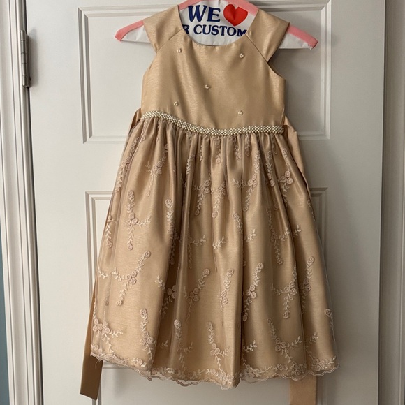 rose gold infant dress Hi-Low Layered Green Satin Sequin Tulle Cap Sleeves Flower Girl Dress 3T main image 0